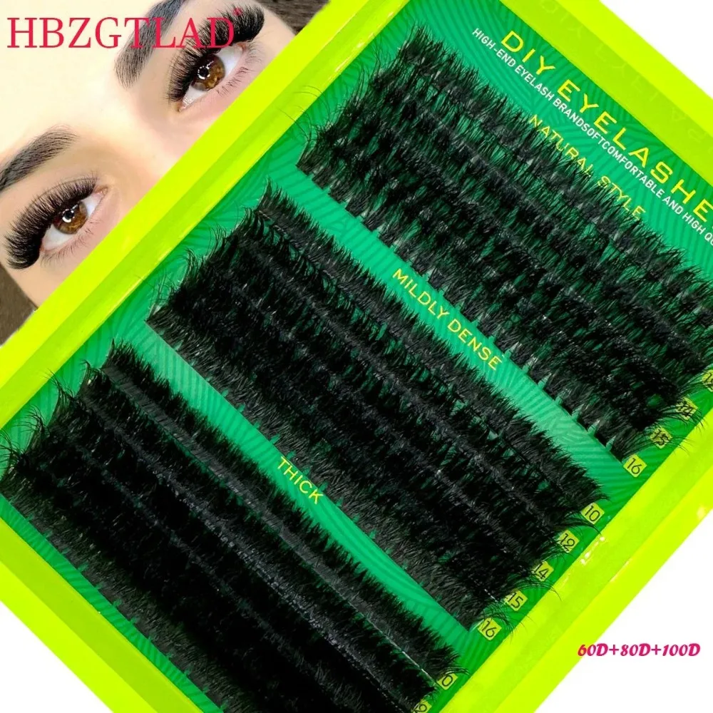 D Curl Dramatic Fluffy Cluster False Lashes Mixed Length 60D 80D 100D Individual Volume Lash Extensions For Party Wedding Live Stream Makeup