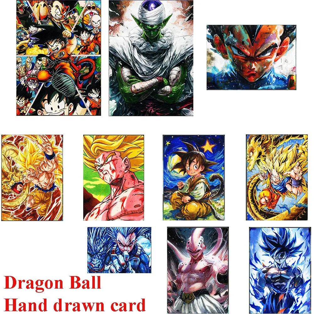 Shengsheng-Tarjetas de juego dibujadas a mano, serie Dragon Ball, edición Pro Max, Anime, Goku, Vegeta, Piccolo, freezer