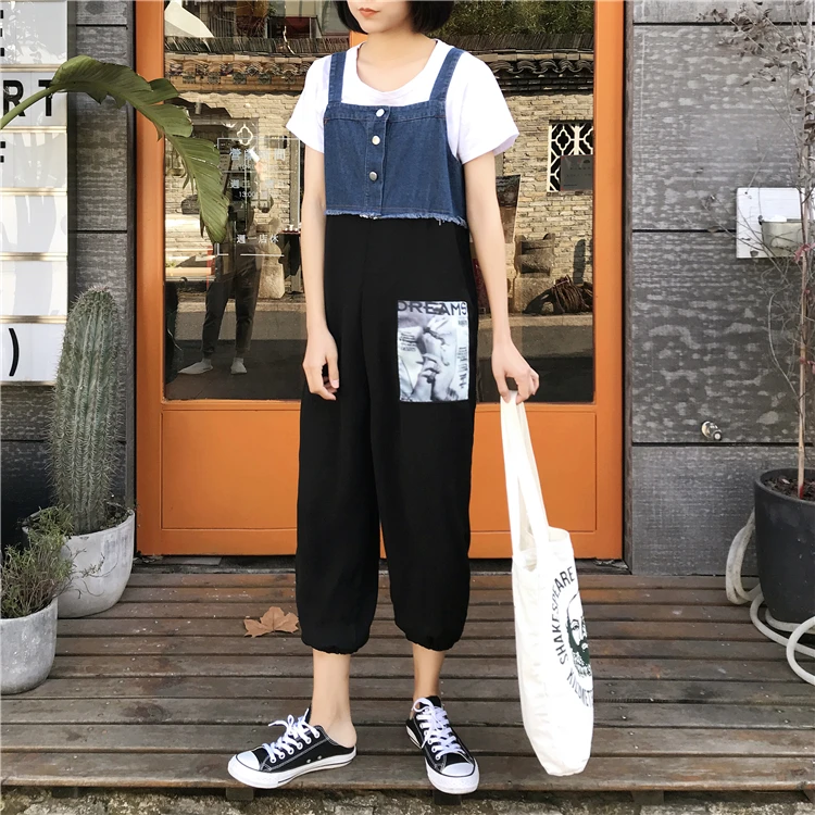 

plus Size Denim Overalls Women's Fat M Wide Leg Trousers High Waist Cotton Print Casual Summer Faion plus Size Clothing