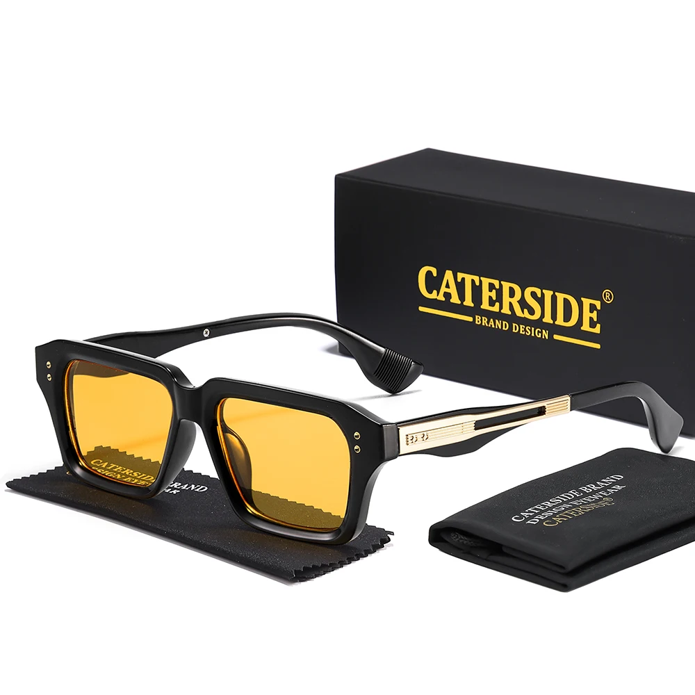 CATERSIDE Retro Quadratische Metall-Sonnenbrille für Männer, Modische Damen-Sonnenbrille, Outdoor-Reise-Fahrbrille, Dekorative Brille, UV400 – Detail 20