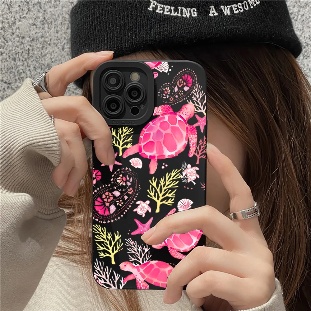 

Turtle Coral Seashell Pattern Case For Samsung Galaxy S24 S25 S21 Ultra S22 FE S23 Plus A55 A54 5G A16 Shockproof Soft TPU Funda