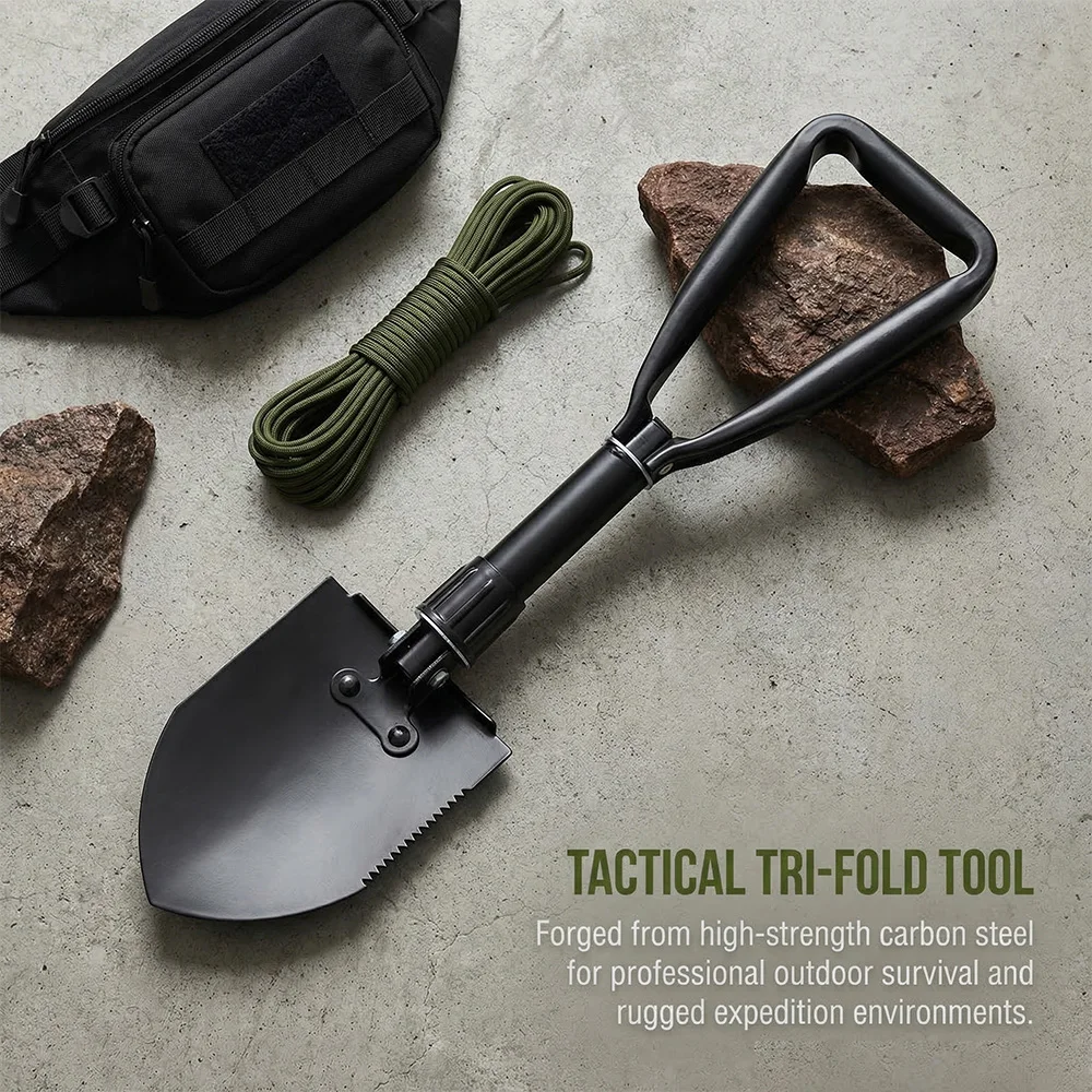 Black Medium-Sized Foldable Soldier Shovel Multi-Purpose Outdoor Gear Vehicle-Mounted Camping Shovel