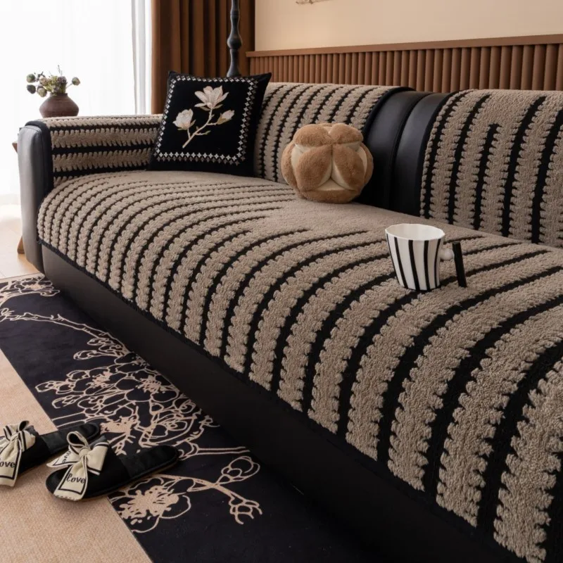 Nordic Fleece Sofa Covers for Living Room Anti-Slip Dustproof Broad Sofa Covers 2025 Universal Snowflake Funda Sofa Cushion 쇼파커버