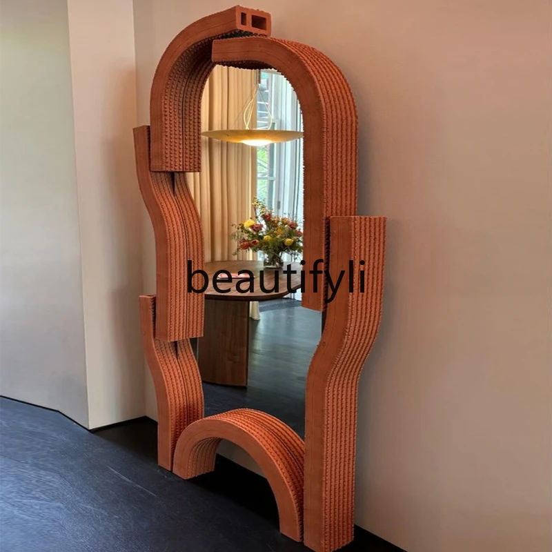 

Wabi-Sabi Style Floor Mirror American Irregular Art Dressing Mirror Home Full-Length Mirror Unique Shape