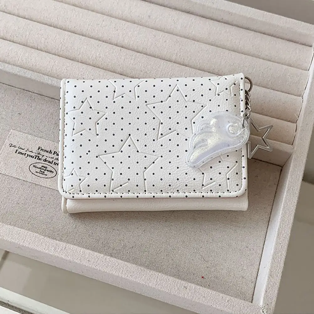 Fashion Y2K Tri-fold Wallet Wing Pendant Star Dot Coin Purse Zipper Clouse Multicolor Women's Wallet for Students