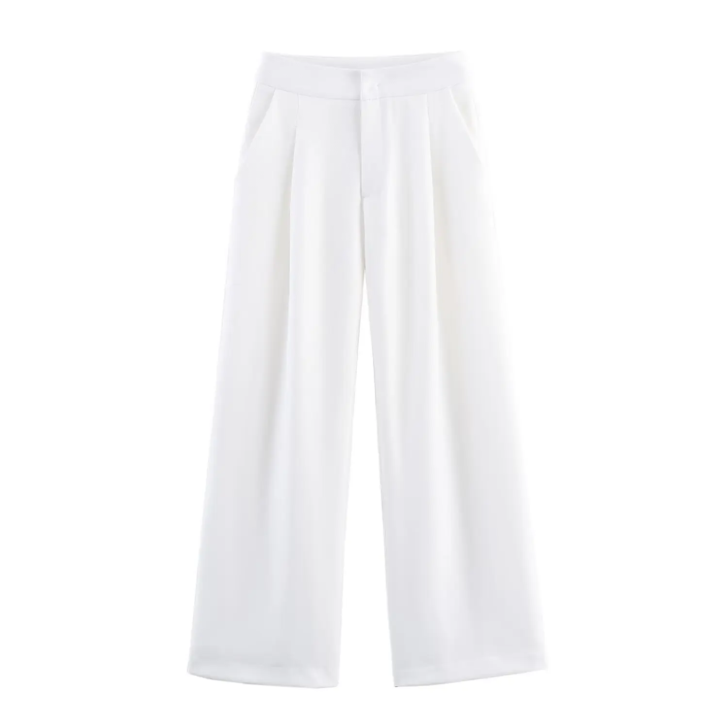 HH Vrouwen Elegante Effen Broek Pak Revers Dubbele Riem Ontwerp Mouwloos Vest + Zakken Rits Knop Rechte Geplooide Lange Broek