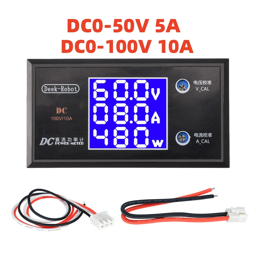 DC 0-500V 5A 10A 250W 999W LCD Digital Voltmeter Ammeter Wattmeter Voltage Current Power Meter Volt Detector Tester Monitor