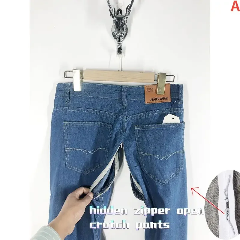 

Men's and Women's Free To Wear and Take Off Square Slacks Full Invisible Zipper External War Men's Straight Jeans Couple