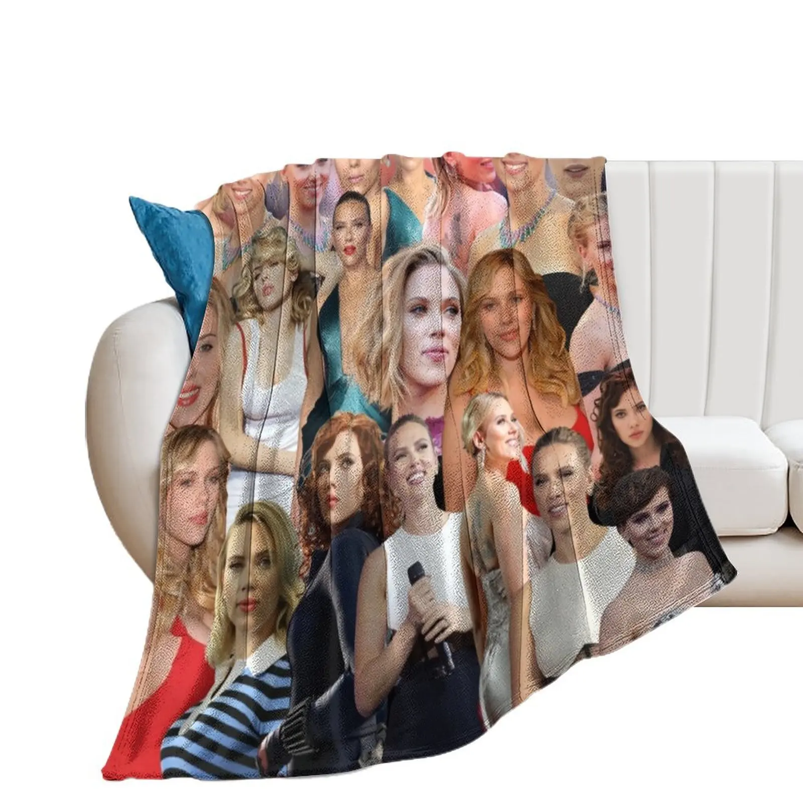 

scarlett johansson collage Throw Blanket Bed Decorative Sofa Designers Blankets