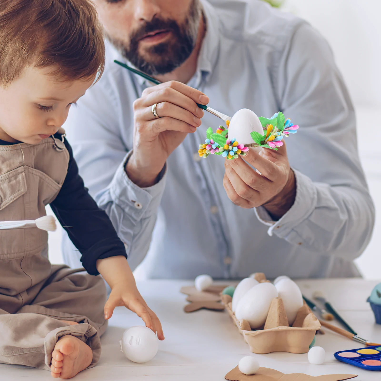 

4Pcs Spring Rings for Pillars Easter Wreath Set Fake Garland Home Decor Dining Table Decoration Accessory