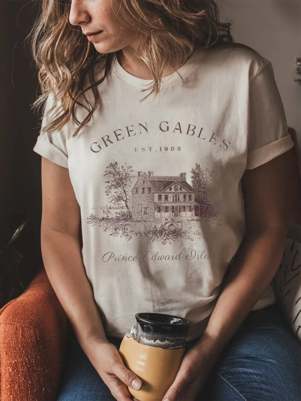 Green Gables T-shirt Dark Academia T-shirt Patten Cotton Tee Large Size Loose Retro Shirt Fantasy Apparel Y2K Top