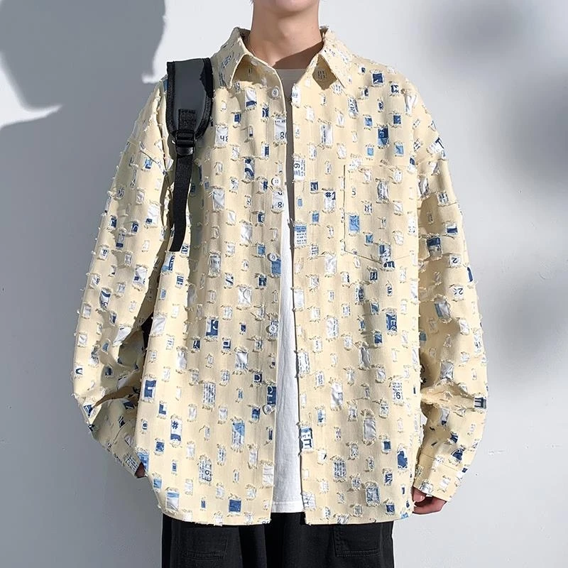 

Printed Shirts Men's Clothing Harajuku Fashion Man 2024 New in Long Sleeve Shirt Man High Quality Luxury Men's Shirt Original