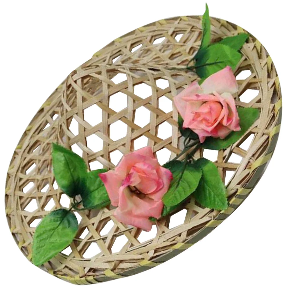 

Bamboo Woven Rustic Hat Lightweight Breathable Dance Cosplay Stage Performance Prop Oriental Hat for New Year Party Photo Gift