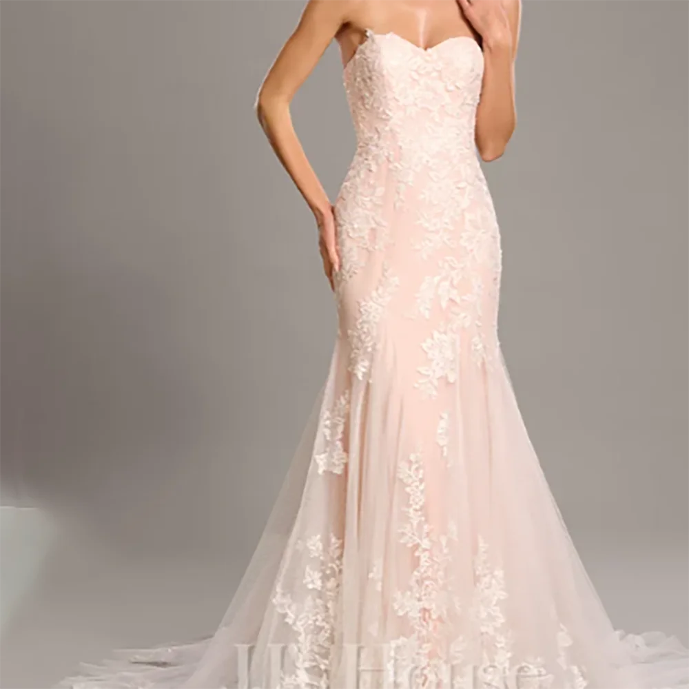

Classic Off Shoulder Sweetheart Appliquins Sleeveless Mermaid Bride Wedding Dresses Bridal Gowns Customized