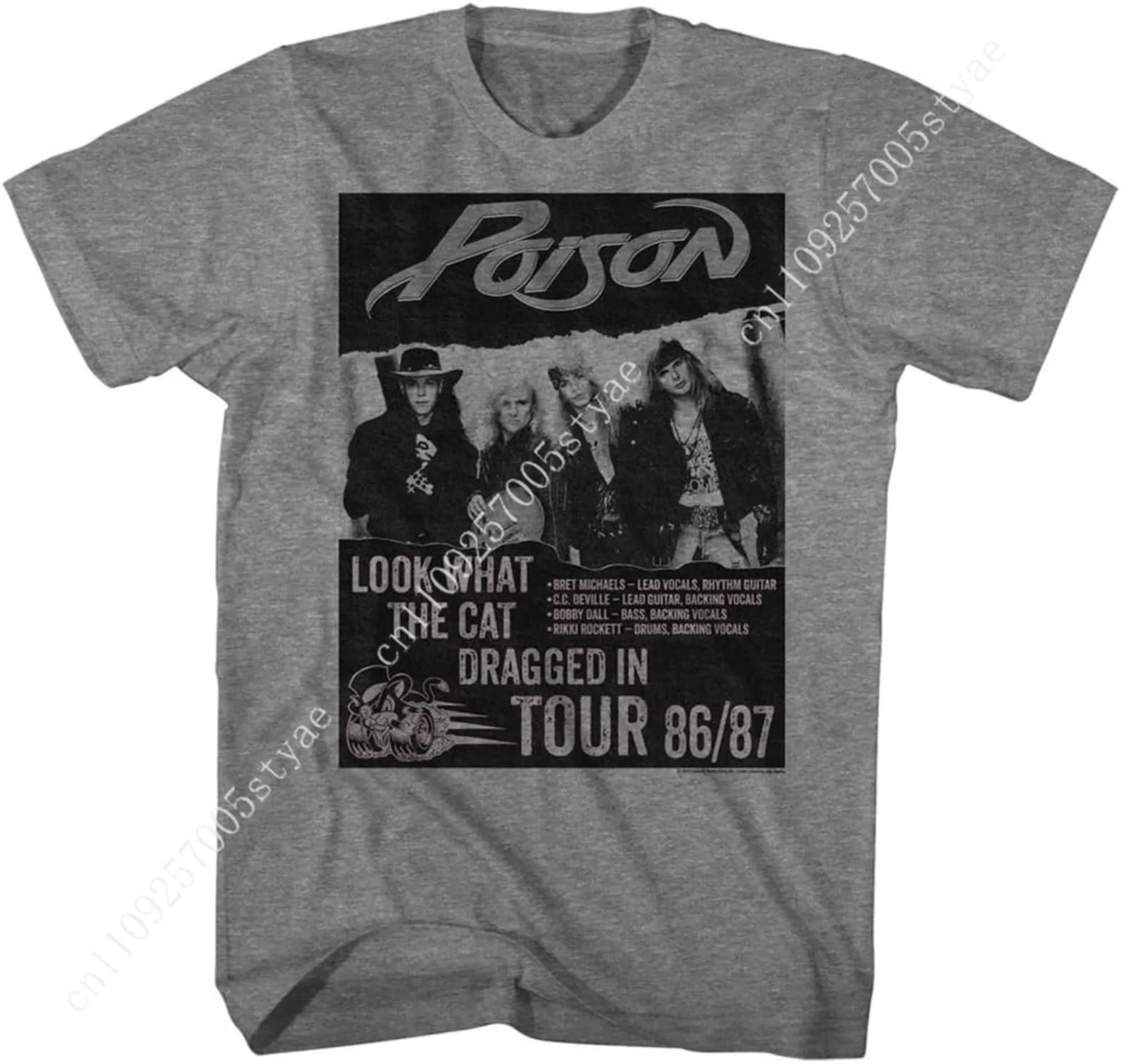 

P-oison Rock Band Look What Tour Graphite Heather Adult T-Shirt Tee