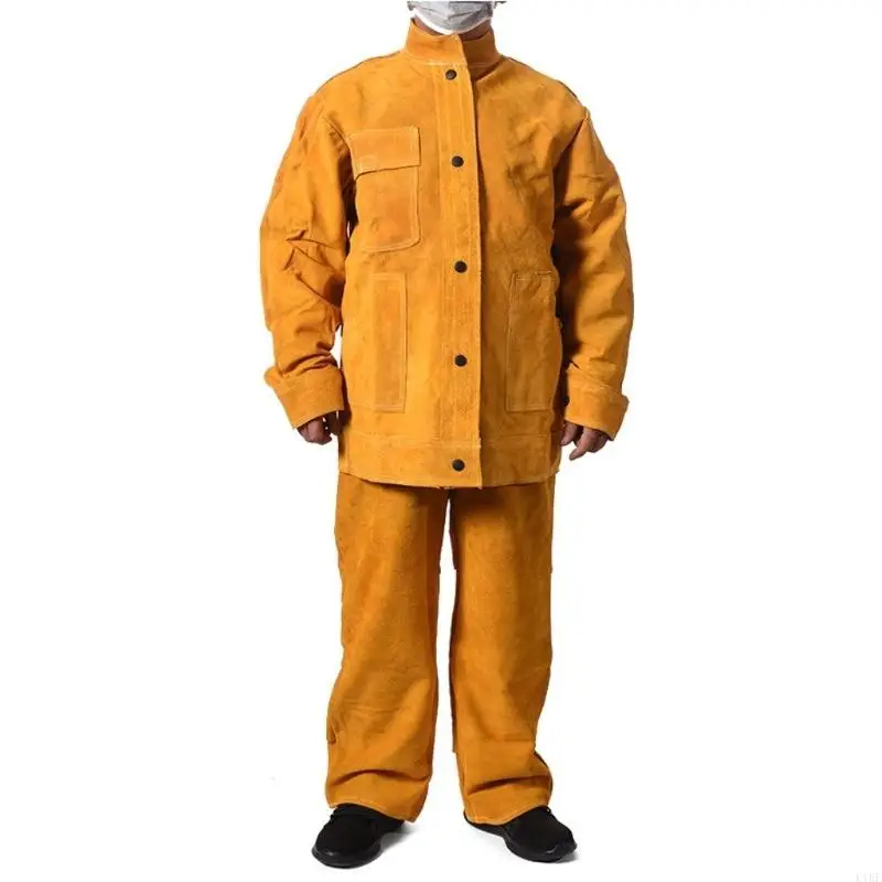 Heavy Duty Leather Welding Garment Heat Resistant Work Wear 175Cm for Metal Fabrication & Temperature Environment K1KF