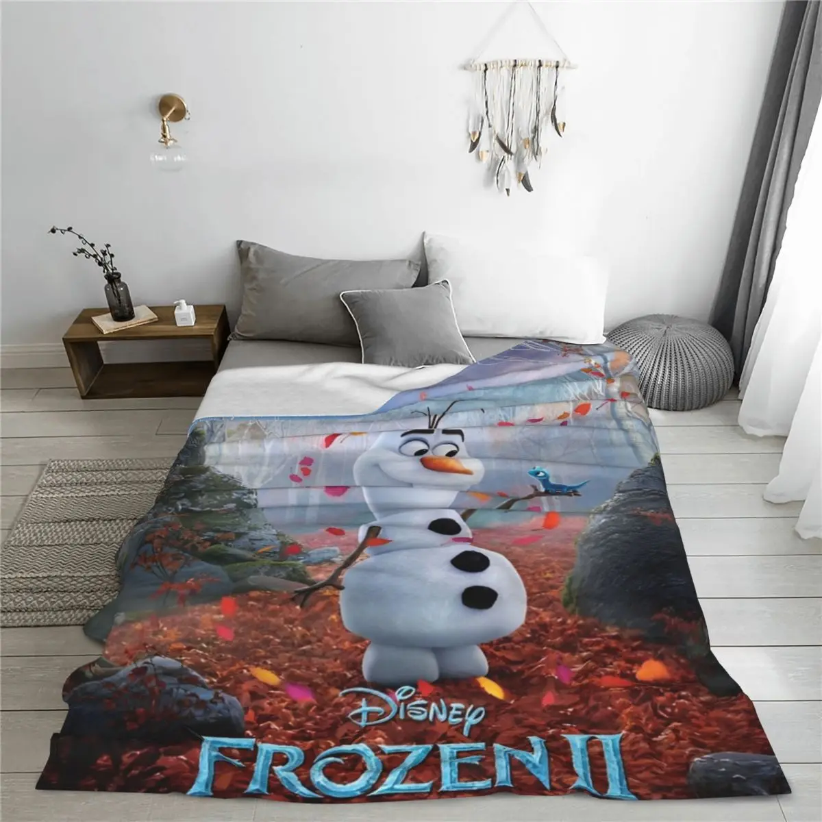 Frozen Elsa Princess Olaf Cute Blanket Flannel All Season Cartoon Multifunction Super Soft Throw Blankets Travel Quilt