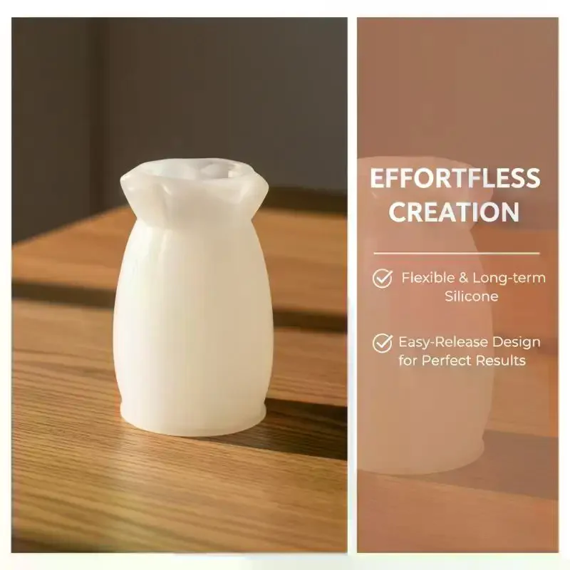 Durable Silicone Vase Mold Blessing Bag Shape DIY Handmade Plaster Epoxy Mould for Home Craft Flower Arrangement