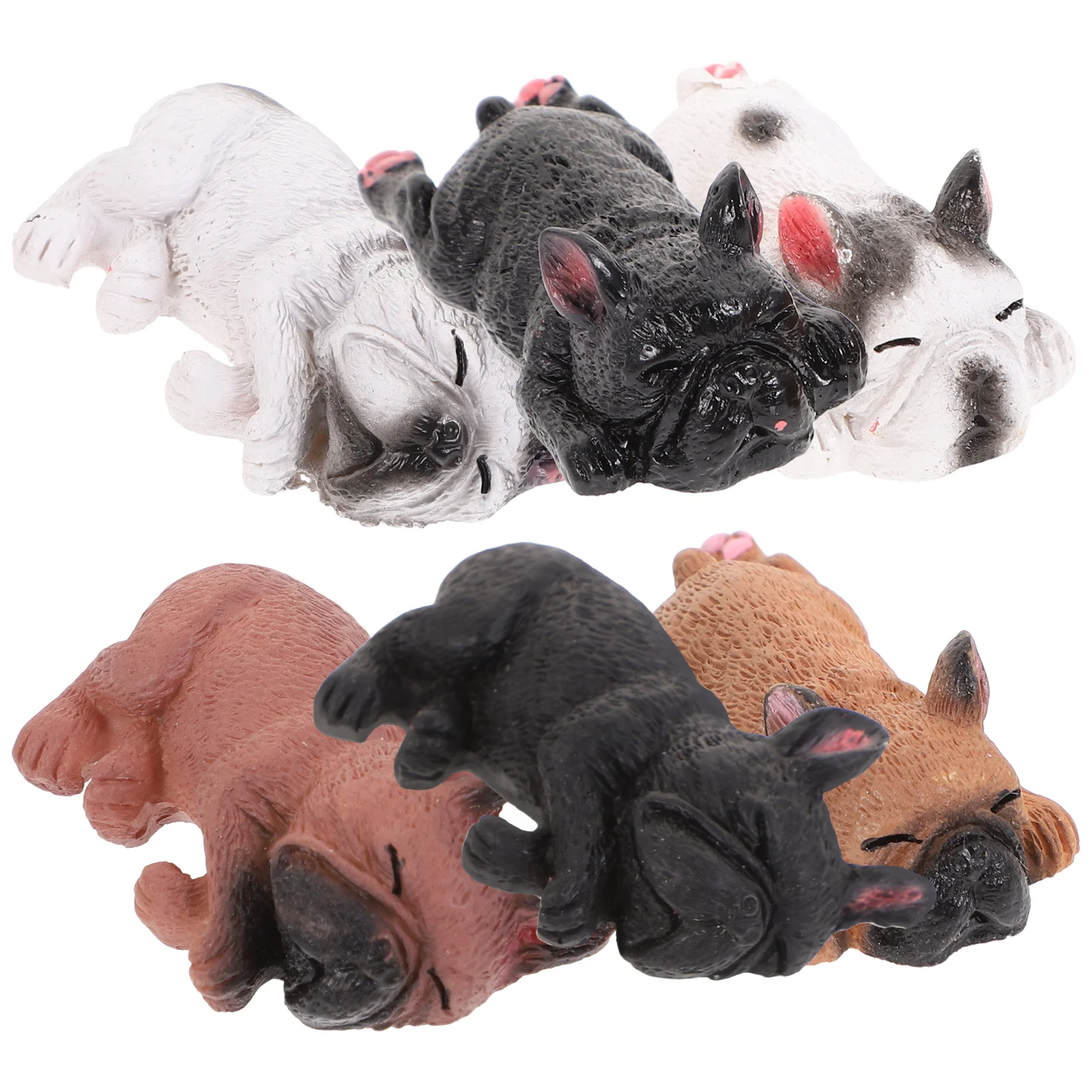 

6Pcs Creative Sleeping Dog Resin Decoration Vivid Puppy Figures Desktop Ornament for Home Room Garden Dog Figurines