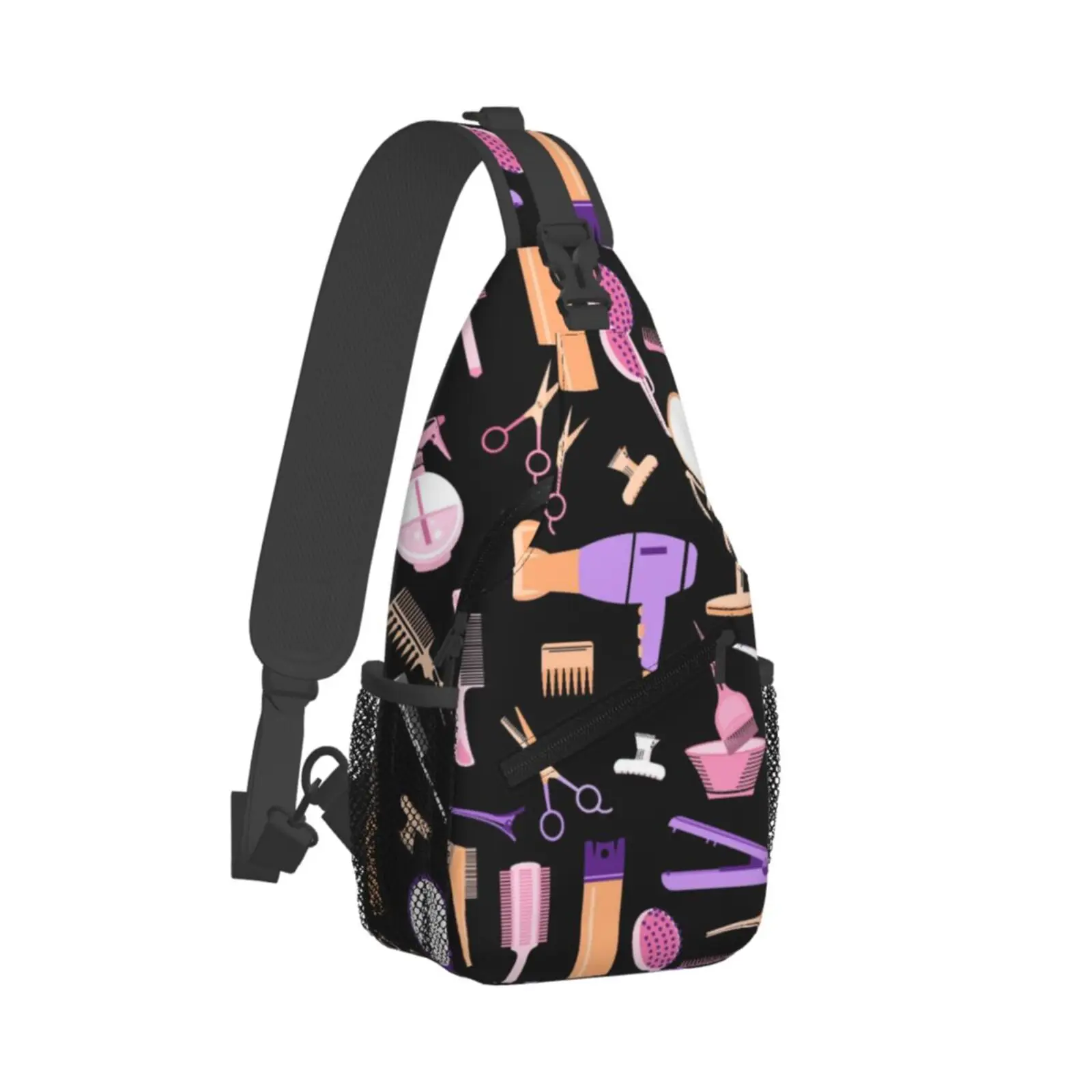 Barber Scissors Hairstylist Salon Series Print Sling Bags unisex Cool Shoulder Crossbody Chest Backpack Cycling Camping Daypack