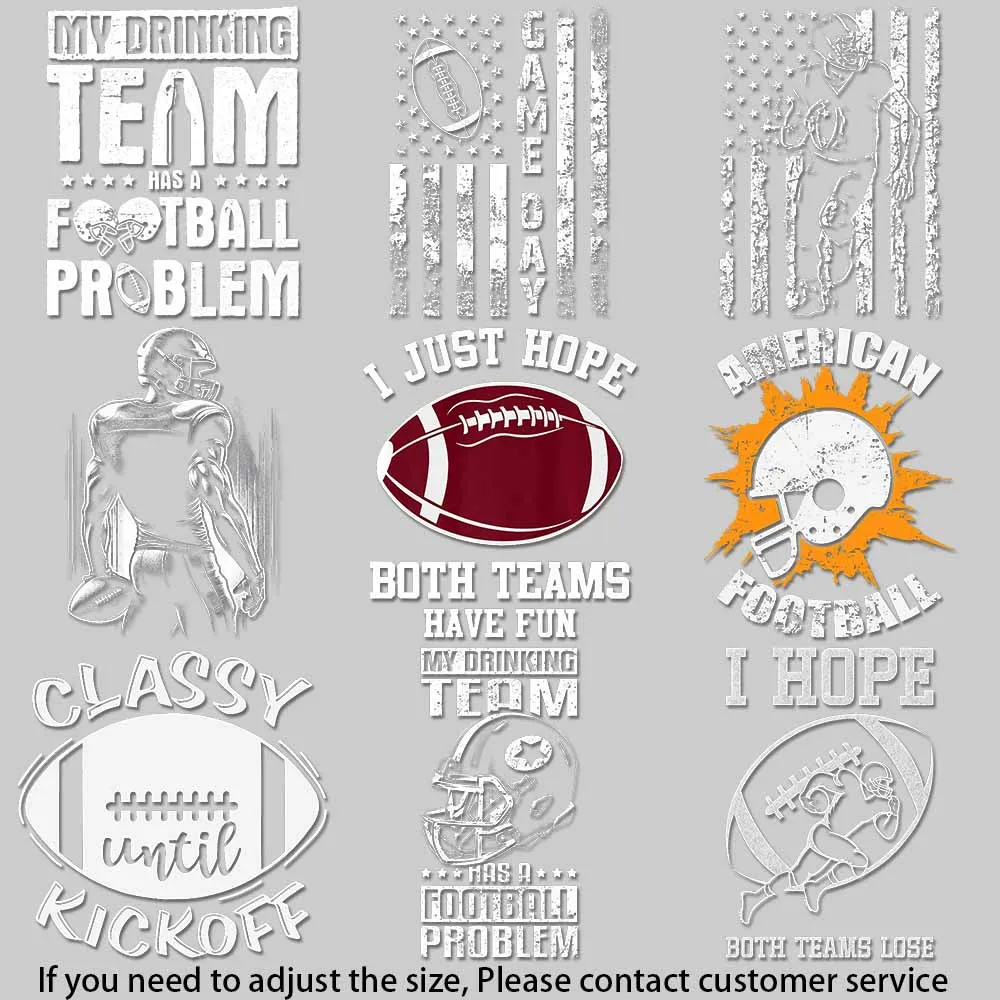 Funny American Football Iron On Transfers - Humorous Designs for T-Shirts, Bags & More, Durable & Vibrant Colors