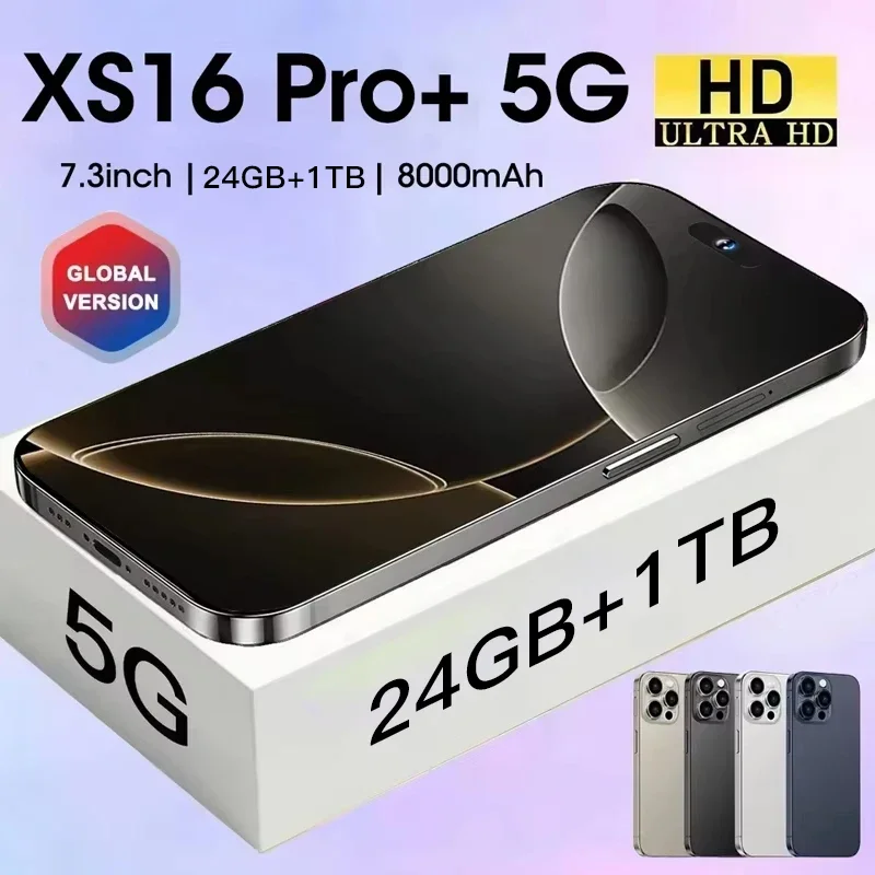 XS16 Pro+ Smartphone 7.3 inch Full Screen 4G 5G Original Mobile Phones Deals Cell Phone 8000mAh Brand New Phones Global Version