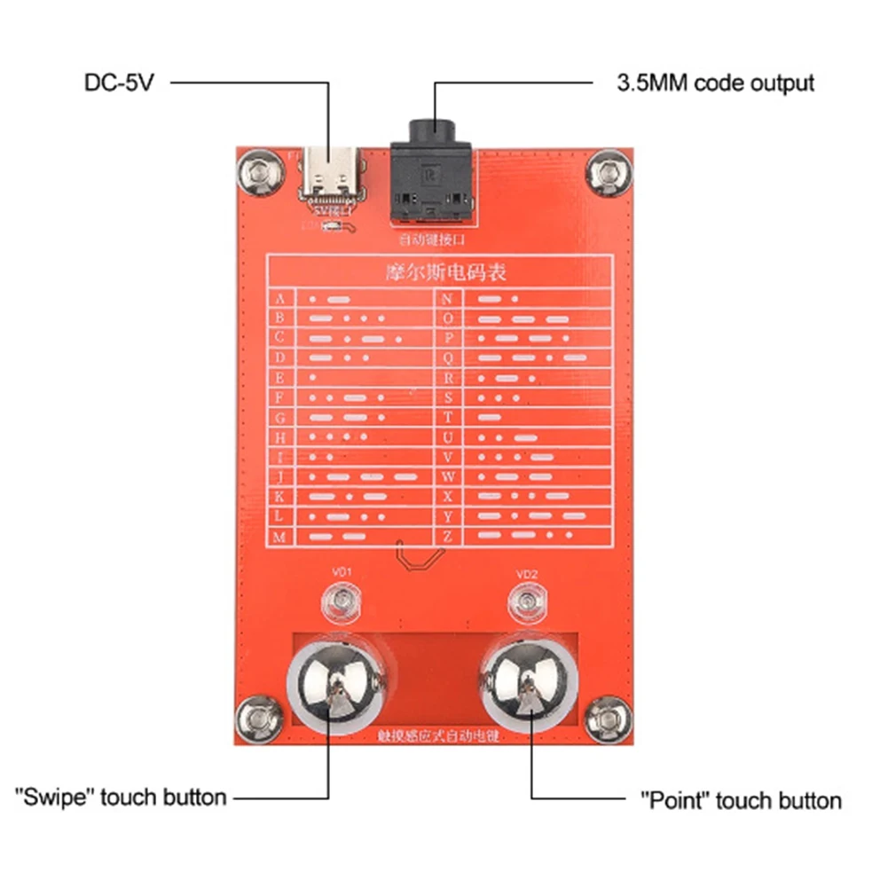 CW 304 Stainless Steel Morse Touch Key Detection Sensing Sensor Automatic Switch Type-c Interface DC-5V -40°C To 85°C Automatic