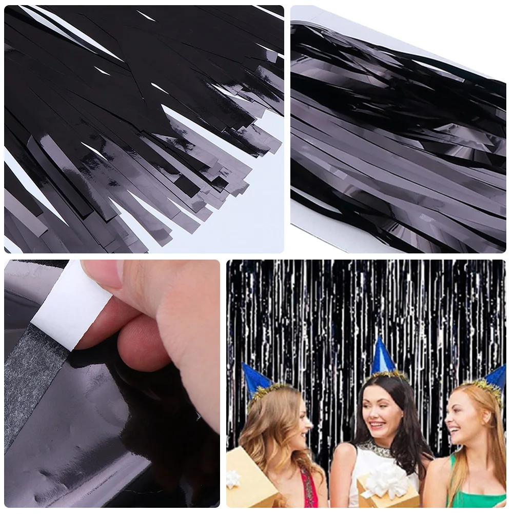 

3 Pcs Curtain Rain Halloween Props Fringe Trim Tassel Curtains Background