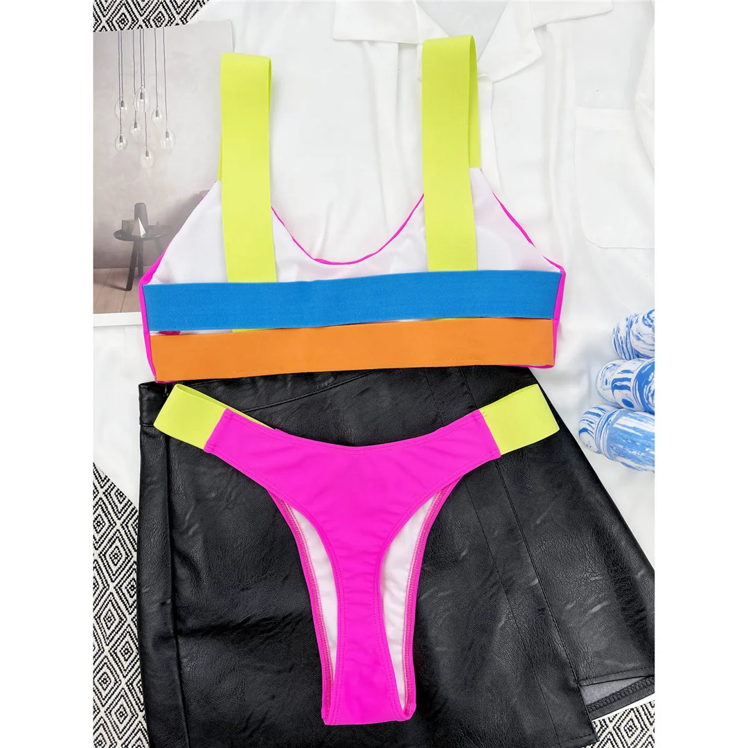 Neuer, hoch geschnittener Bikini mit Tanga-Design, Damen-Badeanzug, zweiteiliges Bikini-Set, Badebekleidung, Damen-Badeanzug, V3815 – Detail 10