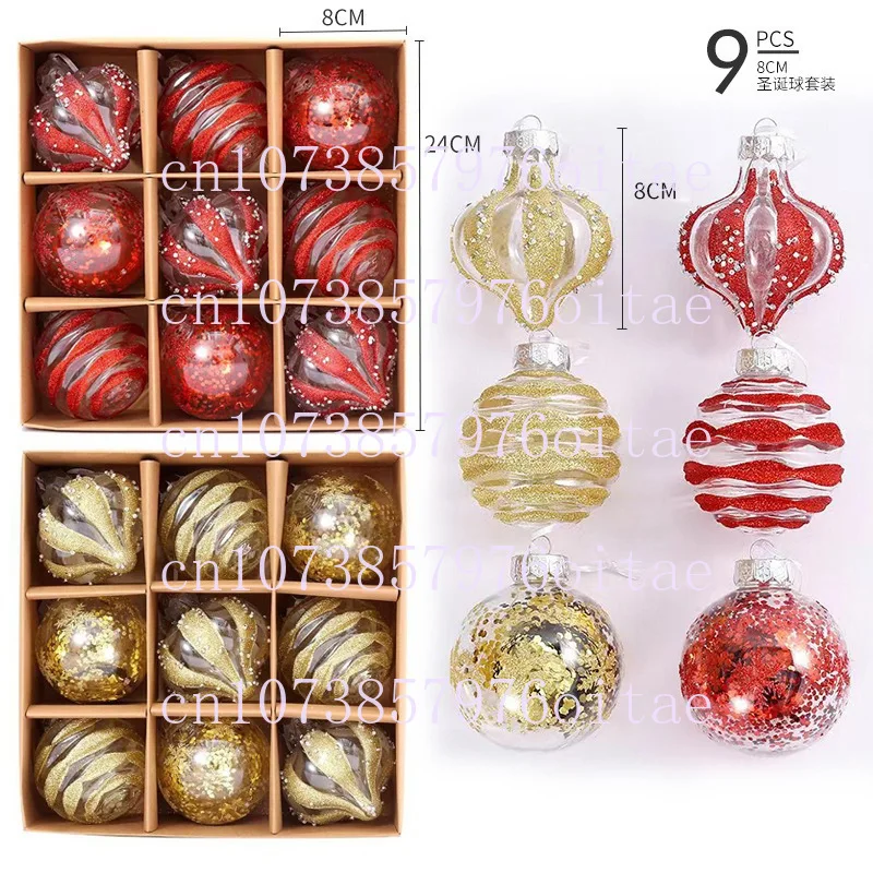 9PCS Set Exquisite Design Xmas Decor Gift Creative Irregular Holiday Decor Supplies for Indoor Merry Christmas Tree Pendant Ball