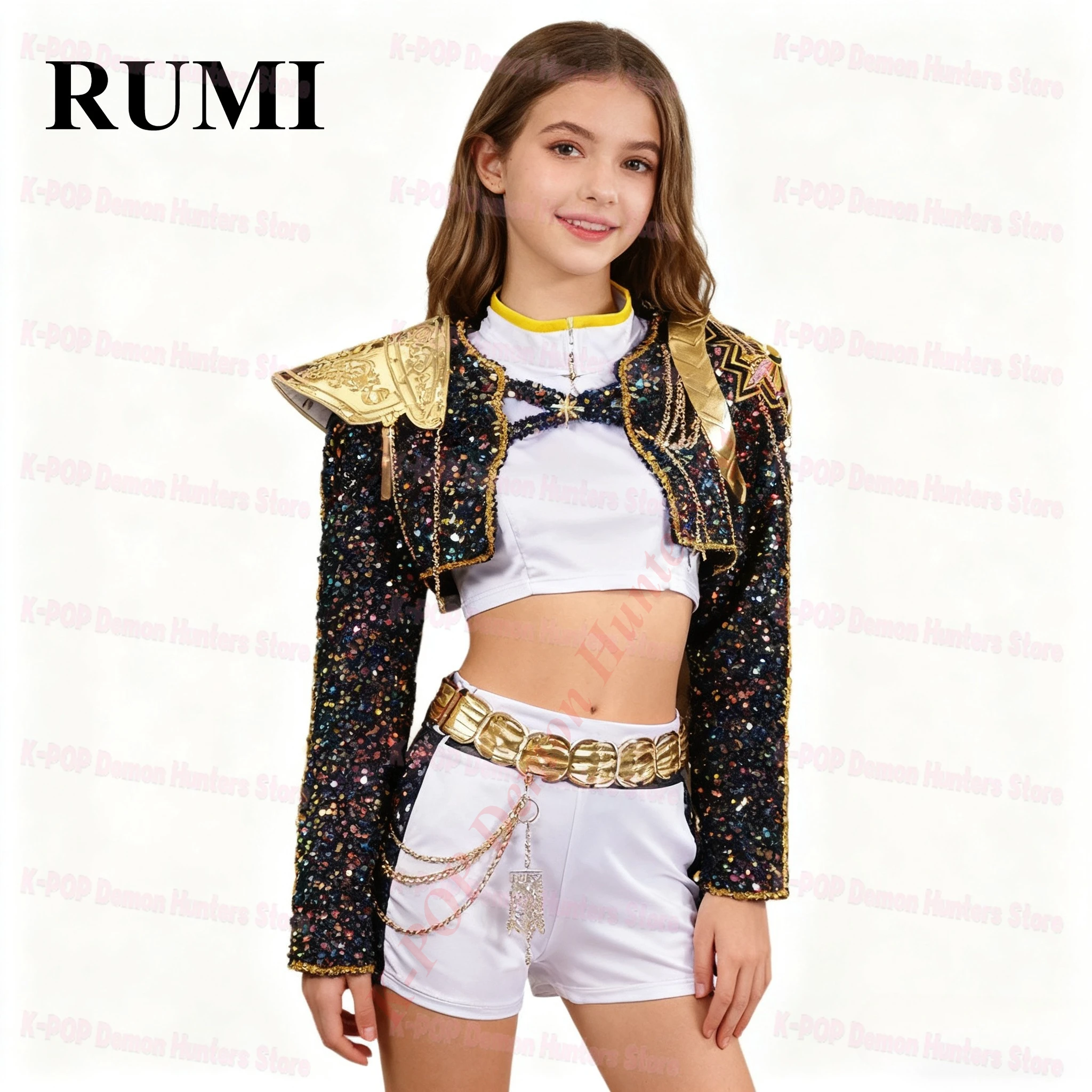 

Anime Movie Demon Hunters Zoey Cosplay Costume Wig White Coat Skirt Accessories Props For Women Girls Huntrix K-pop Role Playing