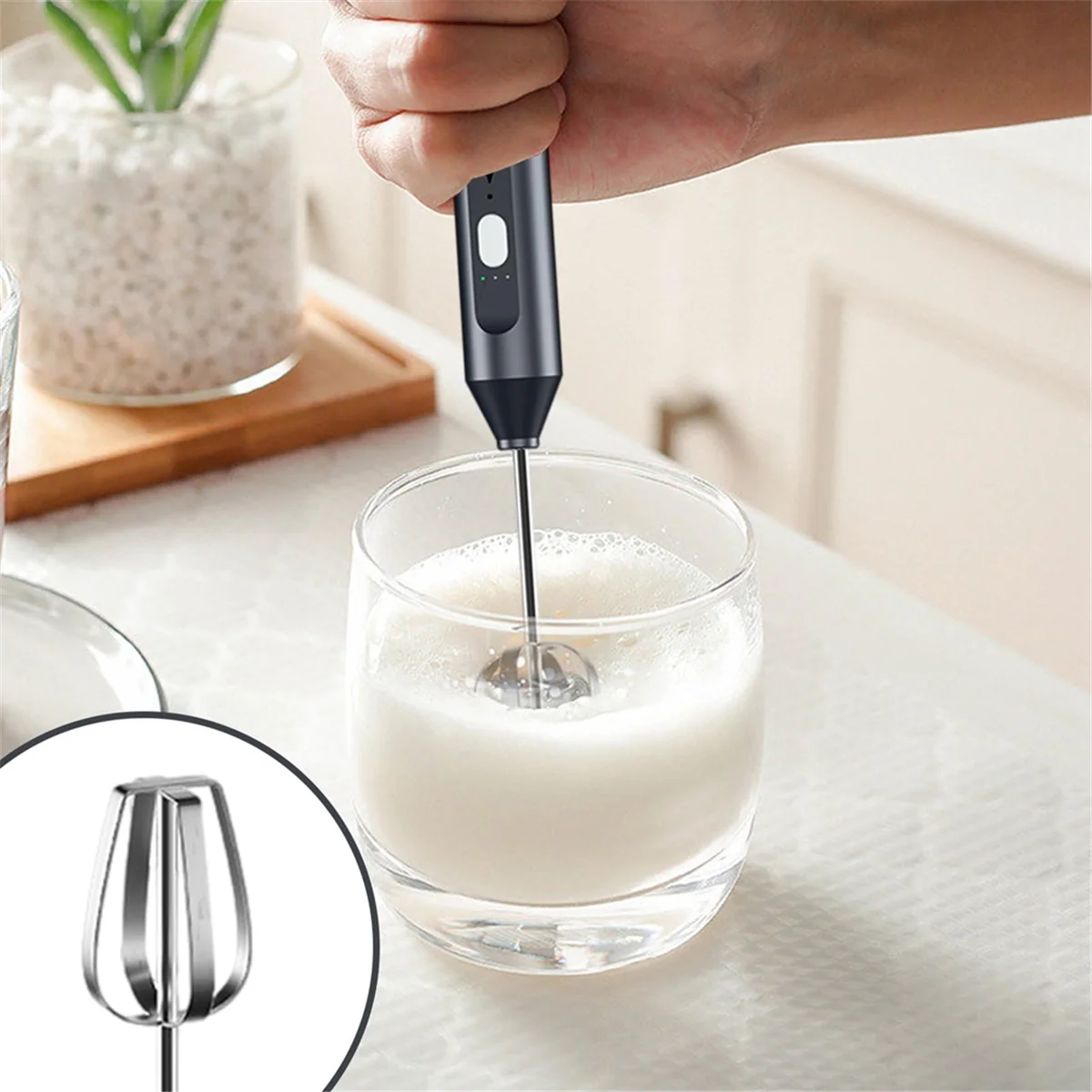 A71P Electric Hand Mixer,Stainless Steel Stirring Whisk,Immersion Blender Cordless Hand Mixer Whisk,3Speed Adjustable Frother