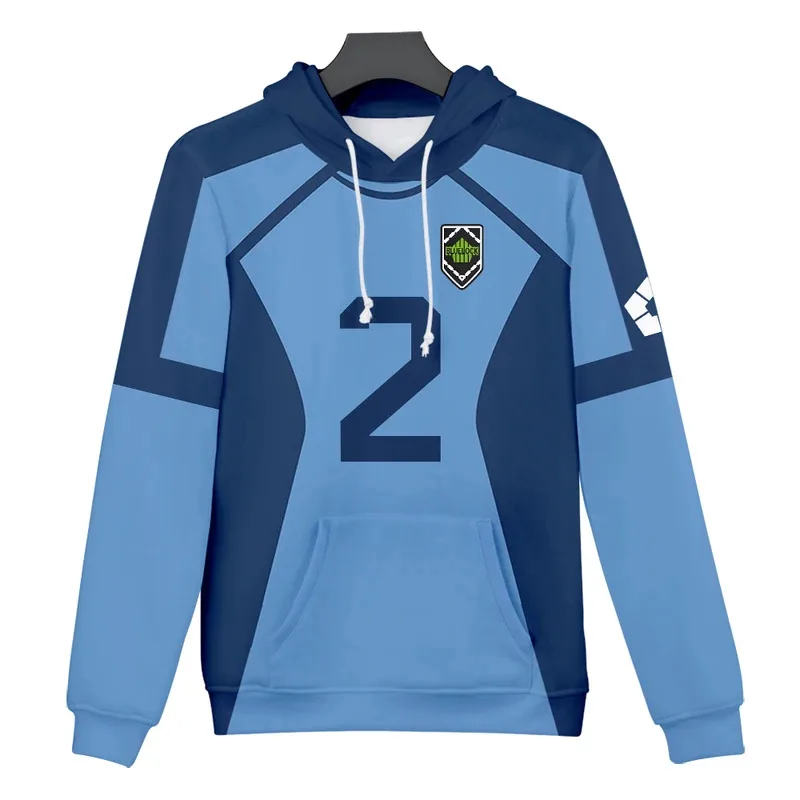 Толстовки с 3D принтом аниме Blue Lock для мужчин и женщин, толстовки с капюшоном большого размера, пуловеры с капюшоном, спортивный костюм в стиле Харадзюку, мужская одежда