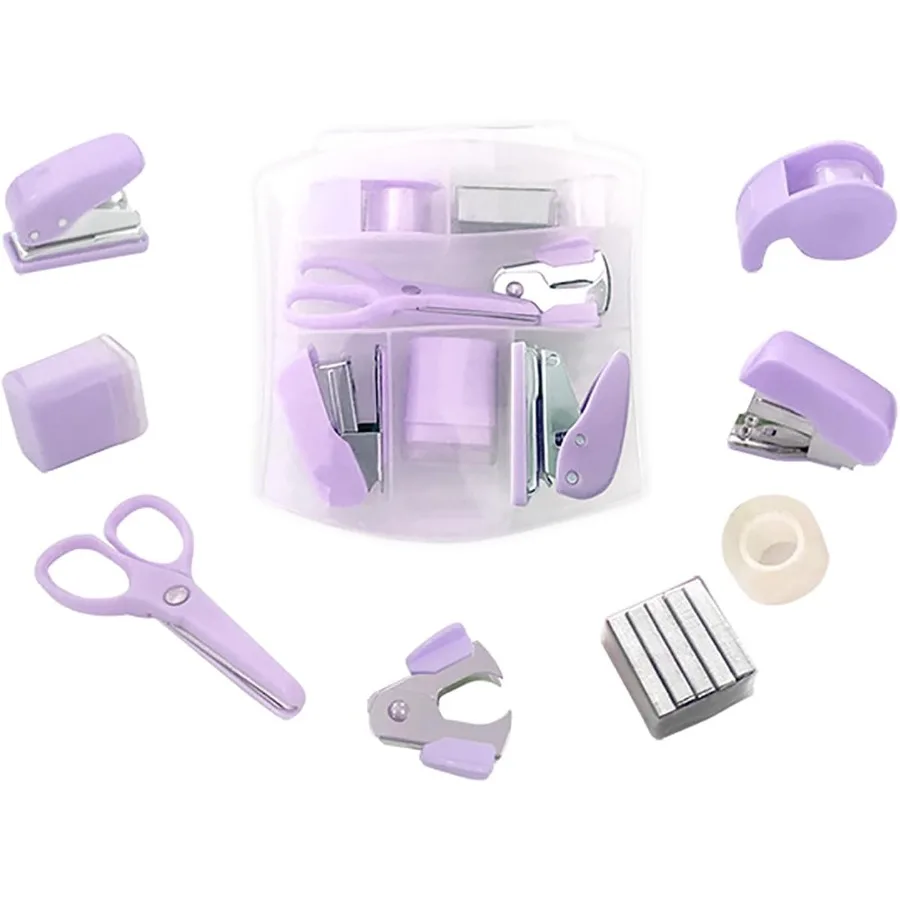 8-упаковка мини-наборов канцелярских товаров, мини-школьные принадлежности Iludes, мини-степлер Scisso, устройство для удаления скоб, точилка Puher Peil, диспенсер для ленты