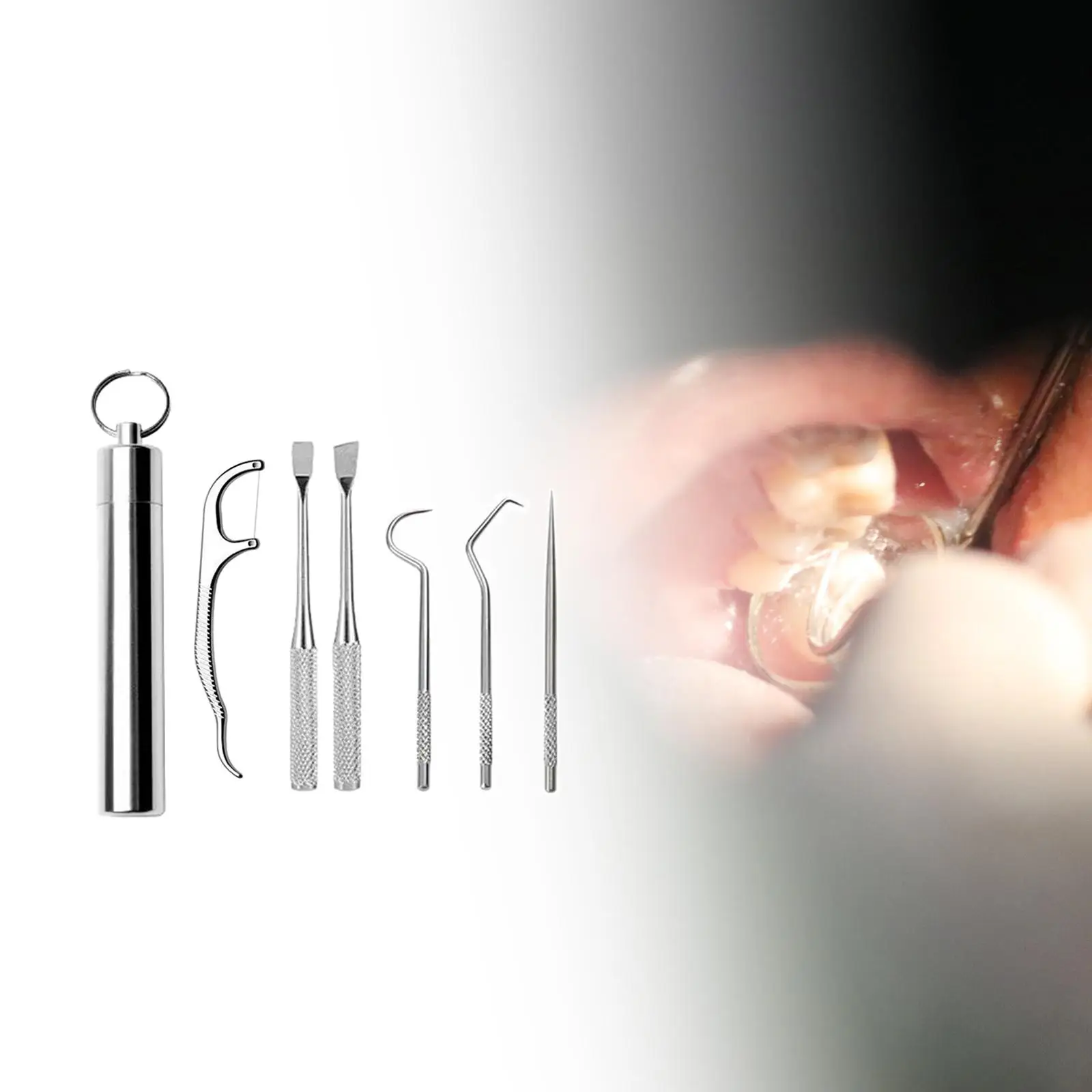 Zahnstocher-Set aus Edelstahl mit Halter für Wandern und Camping