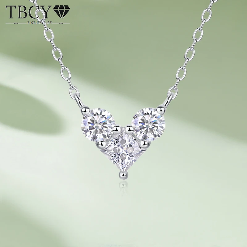 

TBCYD 1CT Moissanite Pendant Heart Necklaces D VVS1 Moissanite Dainty for Women S925 Silver Chain Necklace with GRA