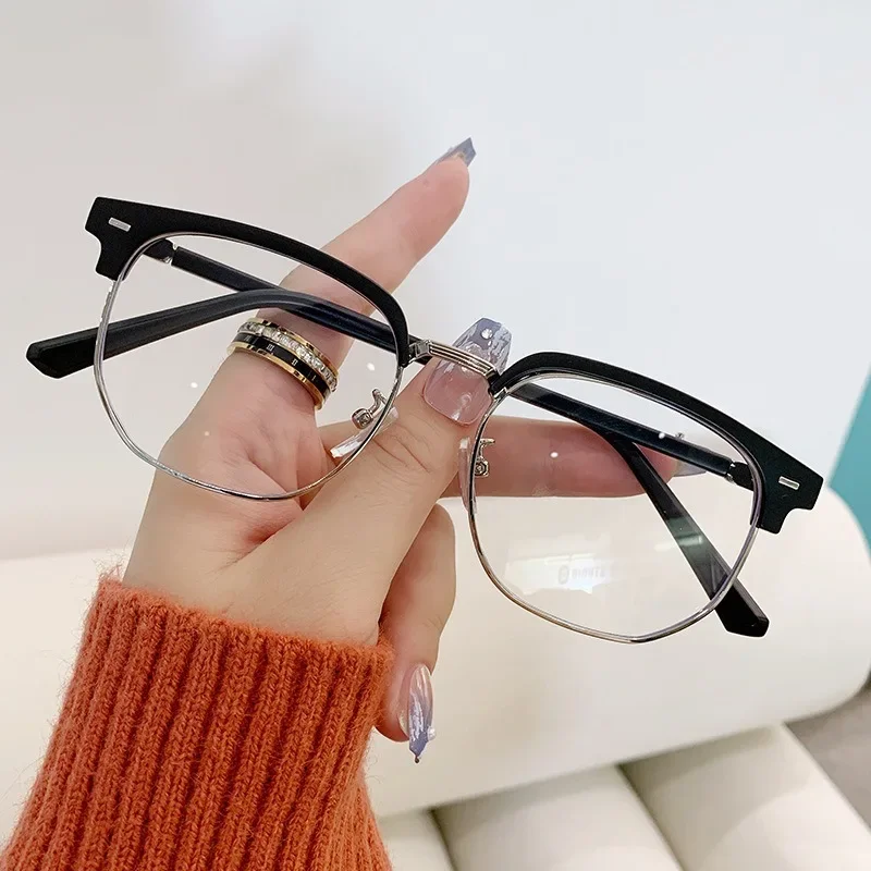 Schwarz Mode Anti Blau Licht Transparent Computer Brille Männer Frauen Platz Brillen Blockieren Gläser Optische Spektakel Brillen