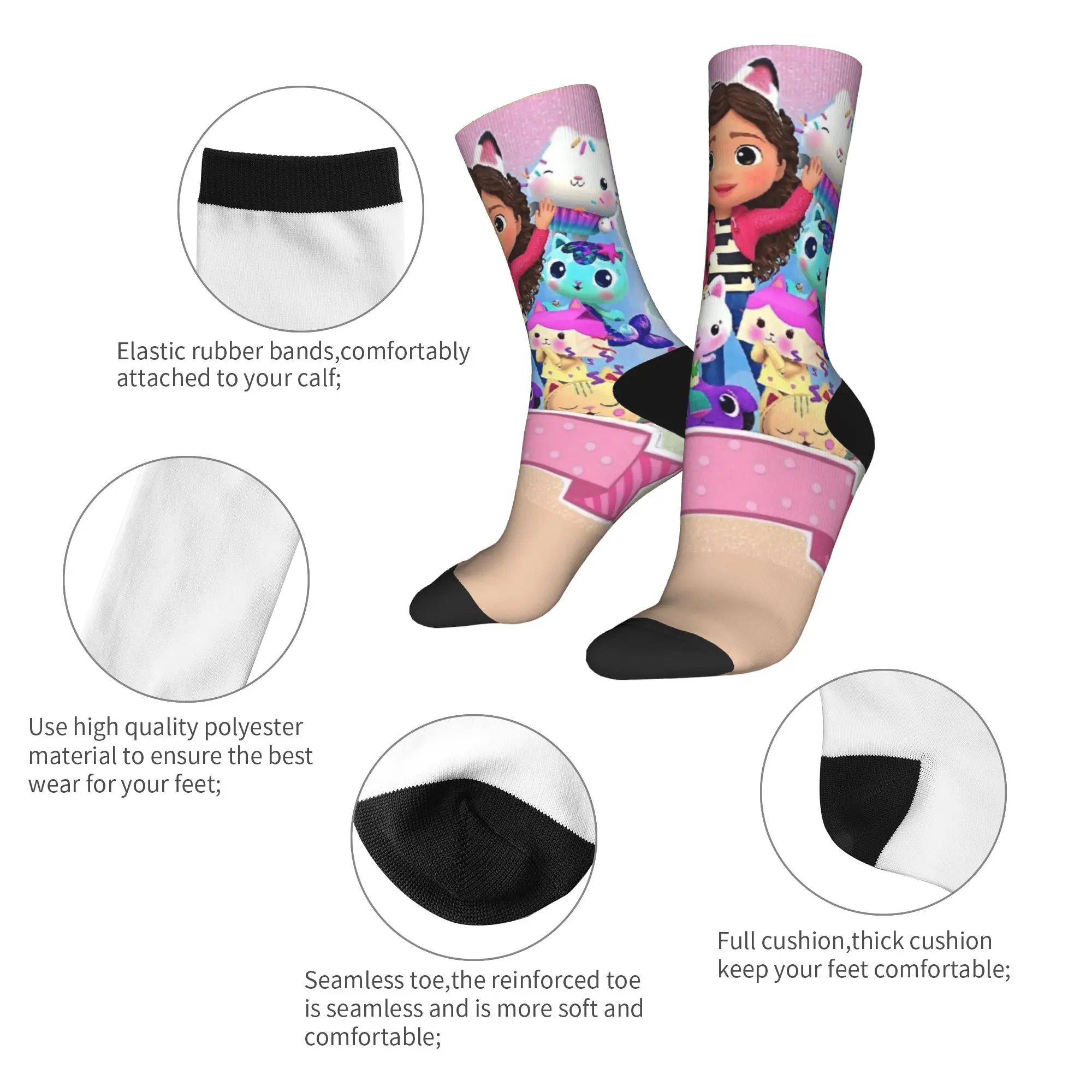 G-Gabby's Dollhouse Calze Calzini eleganti Coppia Calzini medi morbidi Autunno Corsa Sport Grafica Calzini antiscivolo Idea regalo