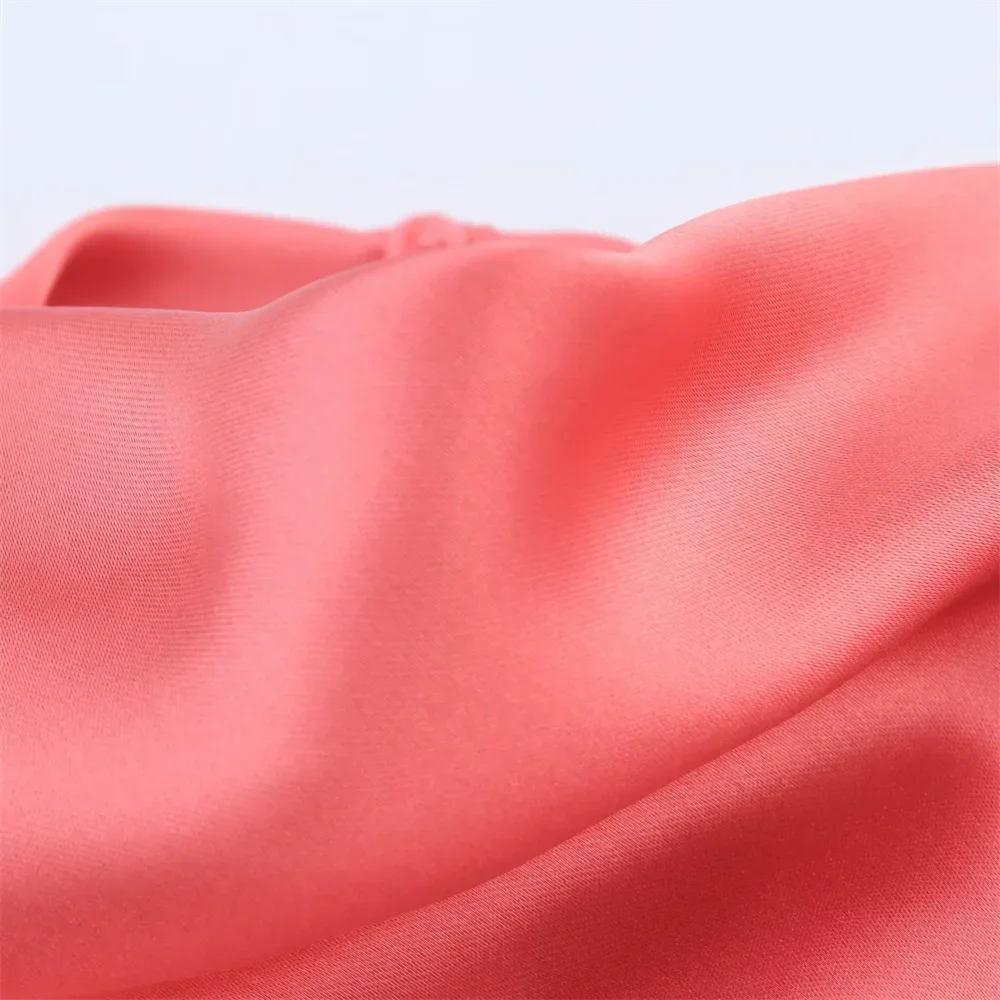 Summer New Arrivals Women's Sleeveless Temperament Straight Pure Color Satin Textured Midi Dress