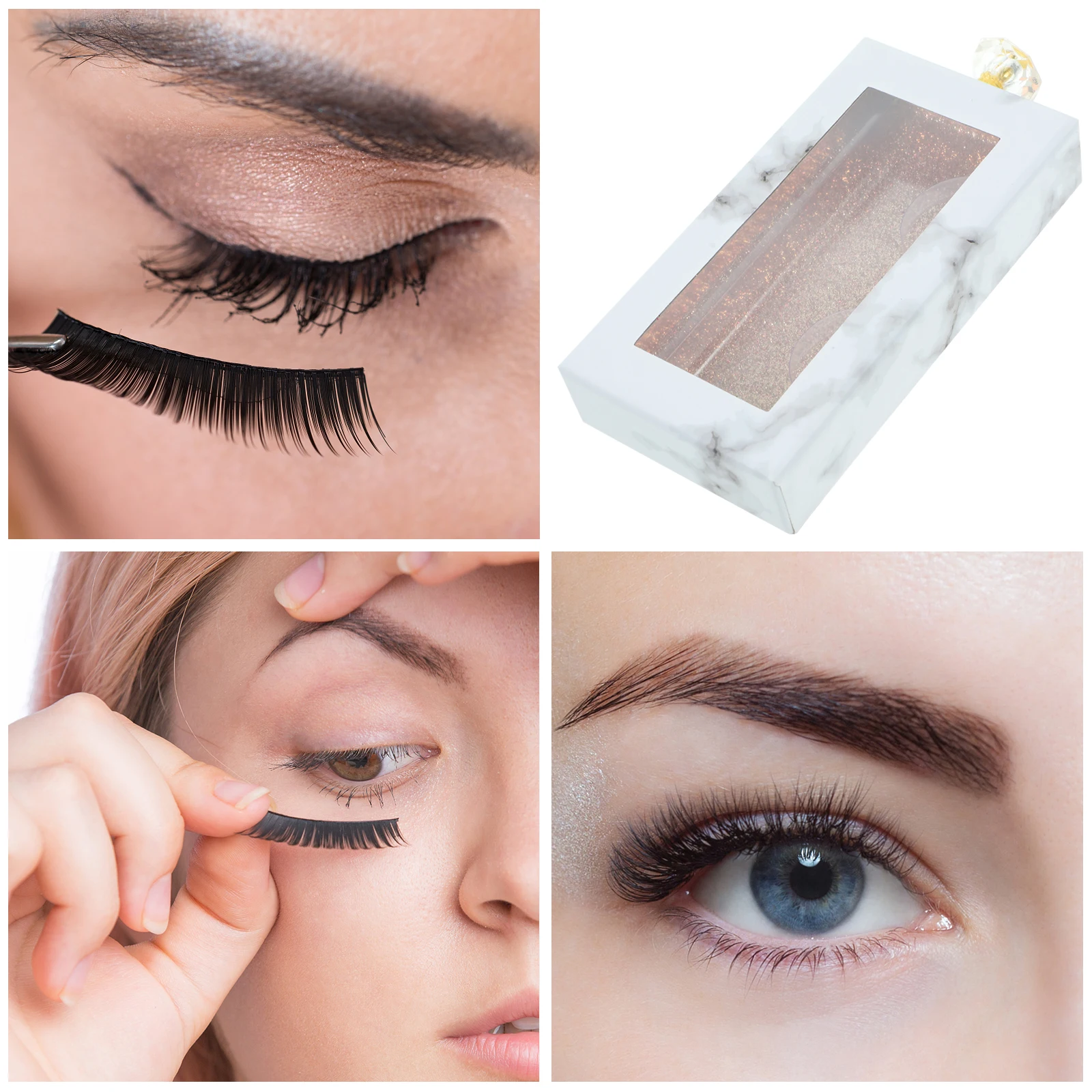 

Diamond Handle Eyelash Drawer Box Clear Window Lightweight Rectangle Storage Container For Travel False Eyelashes Cases With