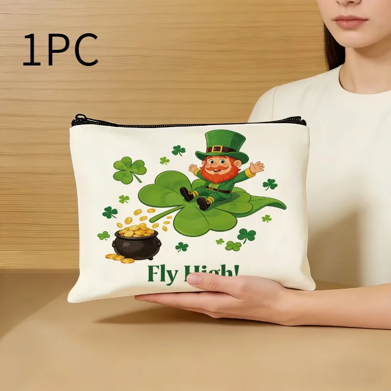 

1 шт., косметичка дорожная на тему Дня Святого Патрика, универсальный пенал на молнии, подходит для путешествий и хранения.
