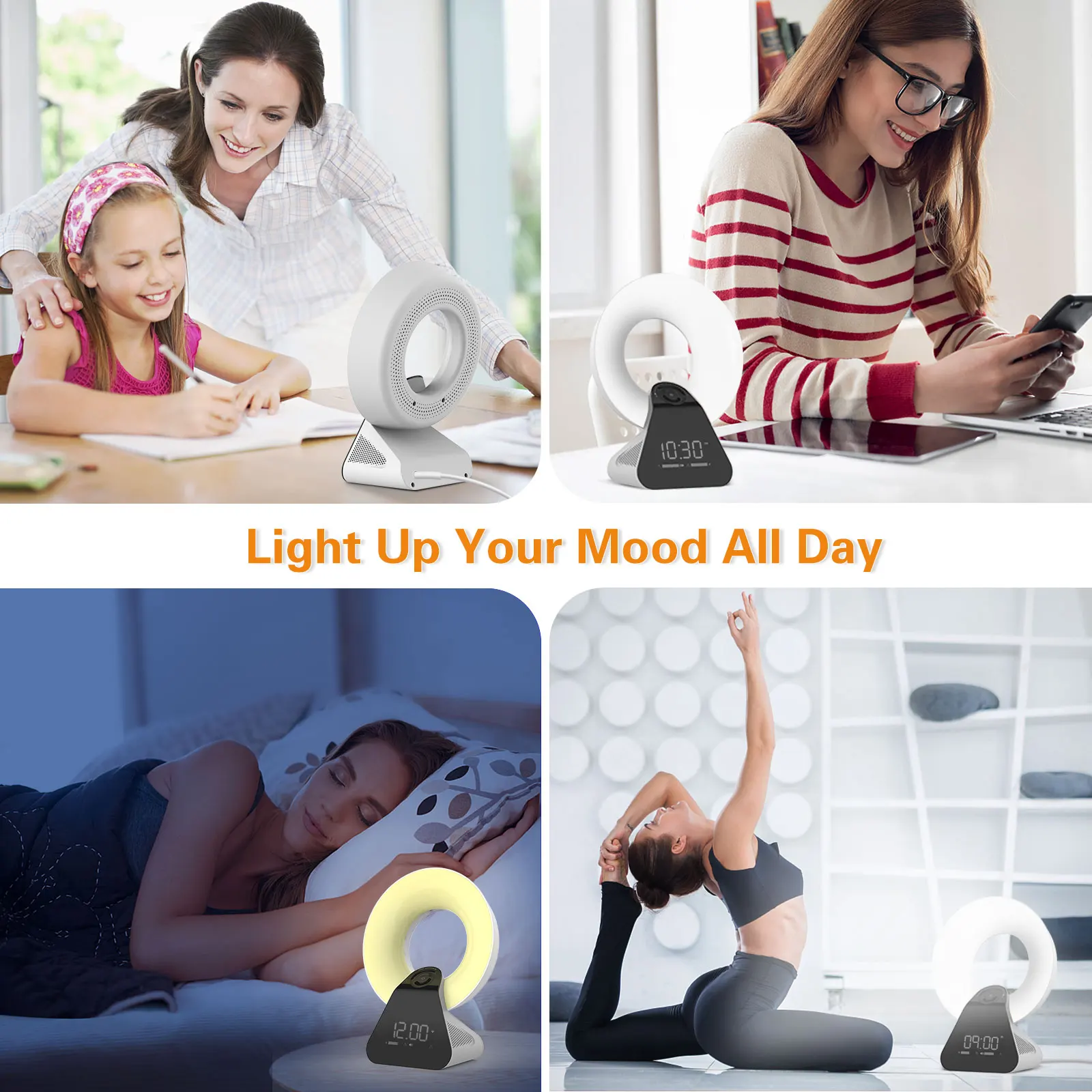 Light Therapy Lamp with Bluetooth Speaker 10000 Lux 3 Timing Mode Bright Sun Lamps Remote Control Stepless Brightness Lift Mood