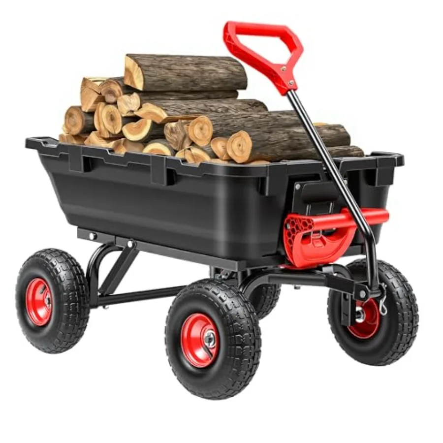 

Садовая тележка-самосвал 900 фунтов, модель 2026 года, улучшенная, сверхмощная, с 10-дюймовыми нескользящими пневматическими шинами и системой быстрого сброса, 4-колесная, S-образная