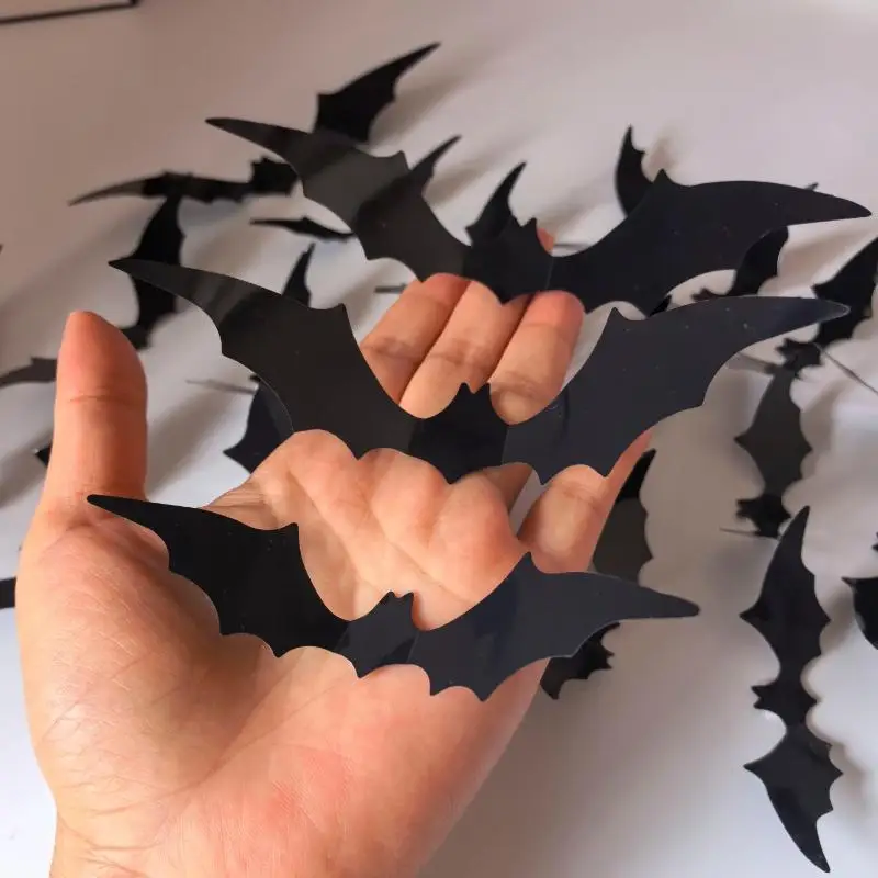 72Pcs Halloween Decoration Bat LED Light Wall Stickers Decoration Furniture Windows Yard Logo Outdoor Lawn Ghost Party Decor