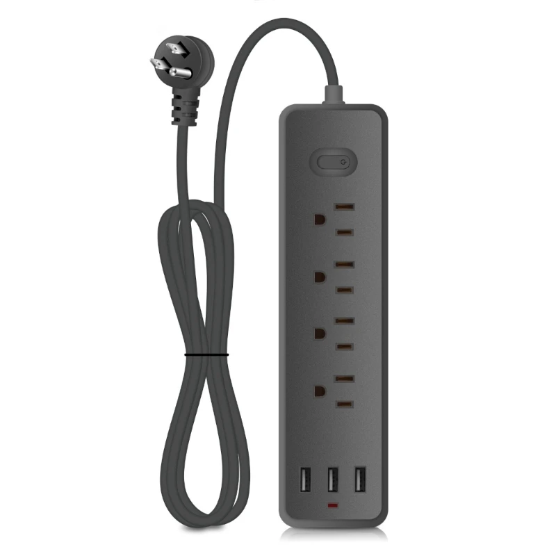 Multifunctionele Power Strip Met 1.2M Verlengsnoer 4 Ac-Outlets 3Xusb Poorten