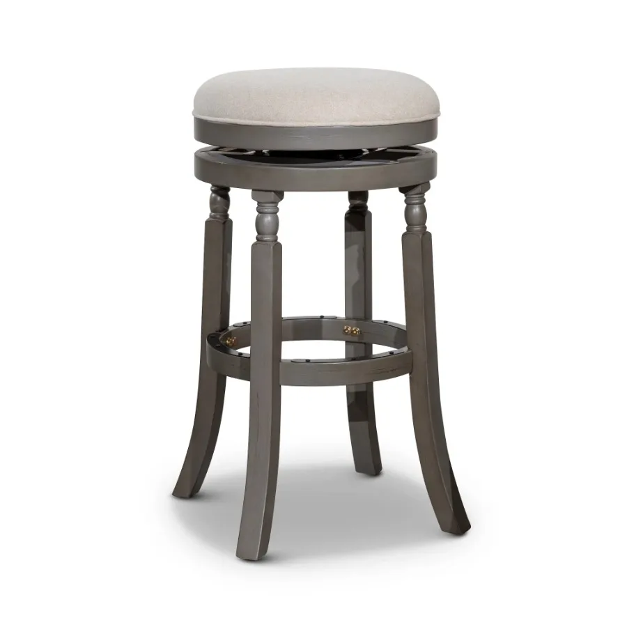 

Palmer Lake 30" Bar Stool Weathered Gray Finish Beige Fabric Seat