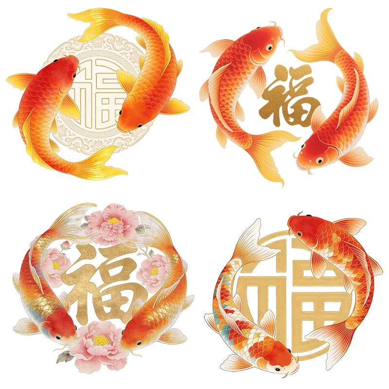 Three Ratels CD273 bring good luck and wealth Koi wall stickers for home decoration door windows decals  car s