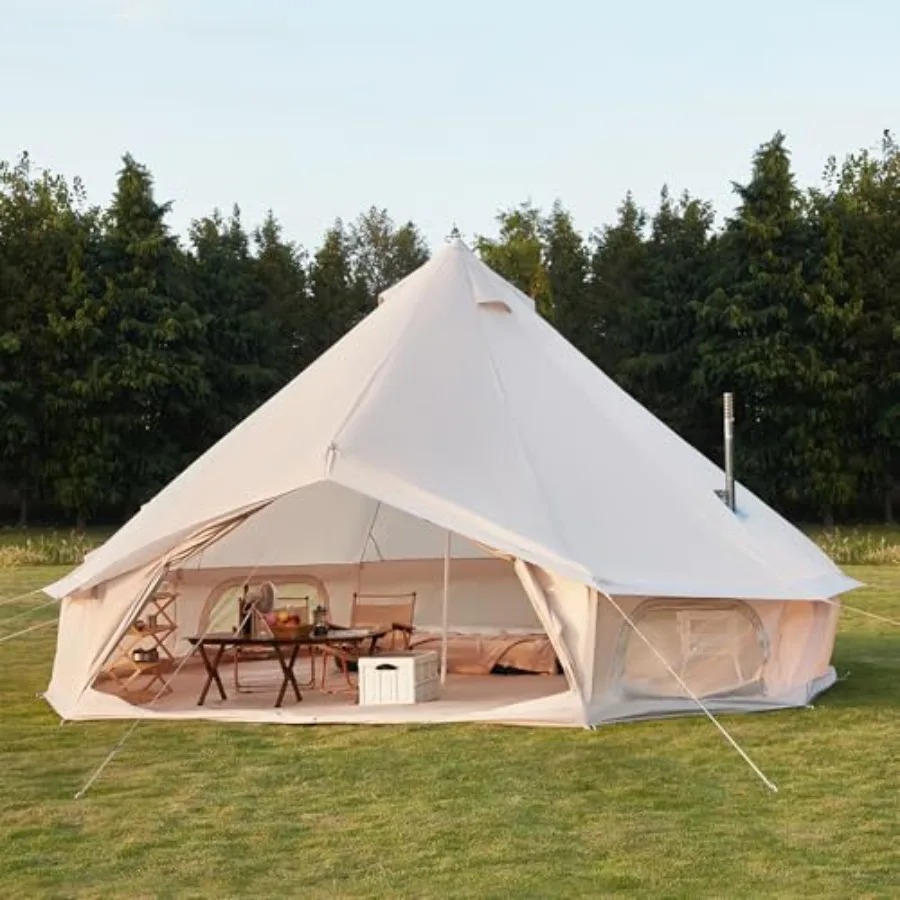 

Палатка-тент Bell Tent, 10-местная, всесезонная, водонепроницаемая, с отверстием для печи, для семейного кемпинга, отдыха на природе, глэмпинга.