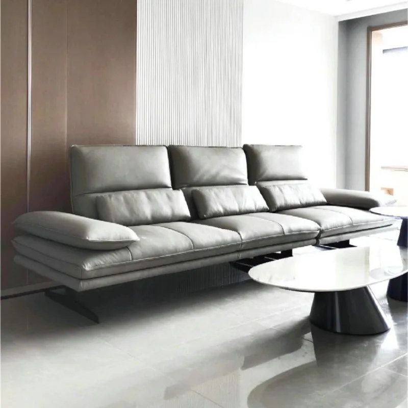 

Living room small apartment first layer cowhide removable backrest multi-functional Broadway leather sofa