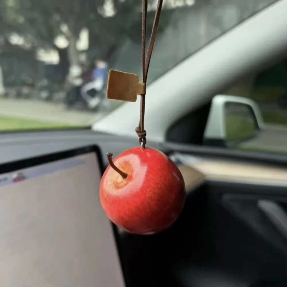 Apple Simulated Car Ornament Hanging Fruit Shaped Rearview Mirror Pendant Foam Auto Interior Bag Pendant Decor Christmas Gift